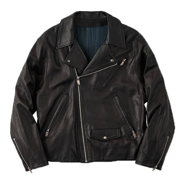 Porter Classic PC RIDERS JACKET W/LOVE & PEACE SILVER Porter Classic PC RIDERS JACKET W/LOVE & PEACE SILVER
