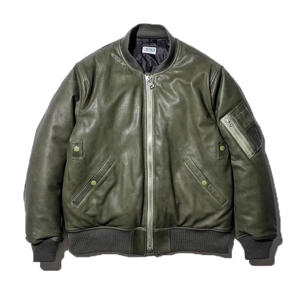 CWORKS LEA Leather MA-1 シーワークス（Black）（Olive）[CWJK028