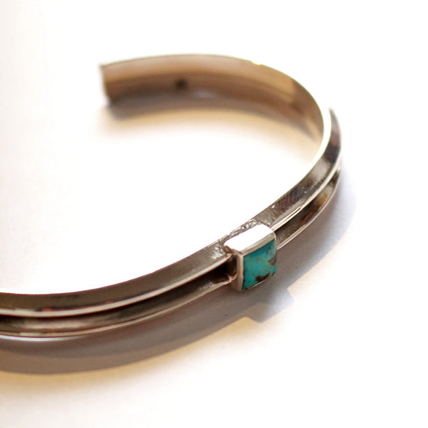 Sunku W triangle turquoise bangle サンク シルバーバングル