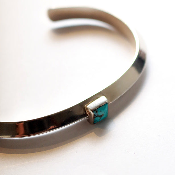 Sunku Triangle Bangle (M) W/Turquoise サンク シルバーバングル