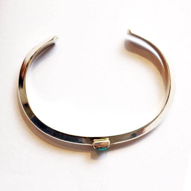 Sunku Triangle Bangle (M) W/Turquoise サンク シルバーバングル