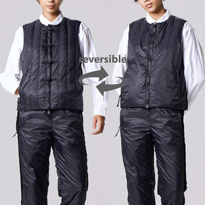 TAION MILITARY ZIP VNECK DOWN VEST &lt;MILITARY LINE&gt;