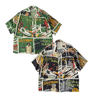 Porter Classic Dropout Spy ALOHA SHIRT (THE MISFIT SPIES) Porter Classic Dropout Spy Aloha Shirt (BLACK) (YELLOW) [PC-024-1864]