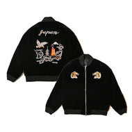 TAION JAPAN SPECIAL - UNISEX タイオン ジャパンスペシャル リバーシブル スカジャン ダウンジャケット（BLACK×BLACK）[TAION-JK04JS]