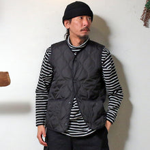 Load image into Gallery viewer, TAION MILITARY V NECK BUTTON DOWN VEST ＜MILITARY LINE＞ - タイオン ミリタリー Vネックダウンベスト ＜ミリタリーライン＞（BLACK）[TAION-001BML-1]

