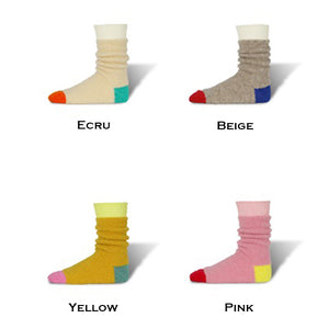 DECKA QUALITY SOCKS - Alpaca Boucle Socks デカ クオリティーソックス （Ecru）（Beige）（Yellow）（Pink）[de-19BN-2]