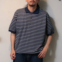 Load image into Gallery viewer, PORTER CLASSIC BEATNIK BORDER POLO SHIRT ポータークラシック ビートニクボーダーポロシャツ （BLUE）（BLACK）[PC-006-2787]
