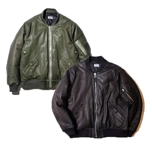 CWORKS LEA Leather MA-1 シーワークス（Black）（Olive）[CWJK028]