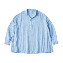 Load image into Gallery viewer, Porter Classic SUVIN GOLD GAUZE STAND COLLAR LONG SMOCK SHIRT Porter Classic Suvin Gold Gauze Stand Collar Long Smock Shirt (BLUE) [PC-056-2124]
