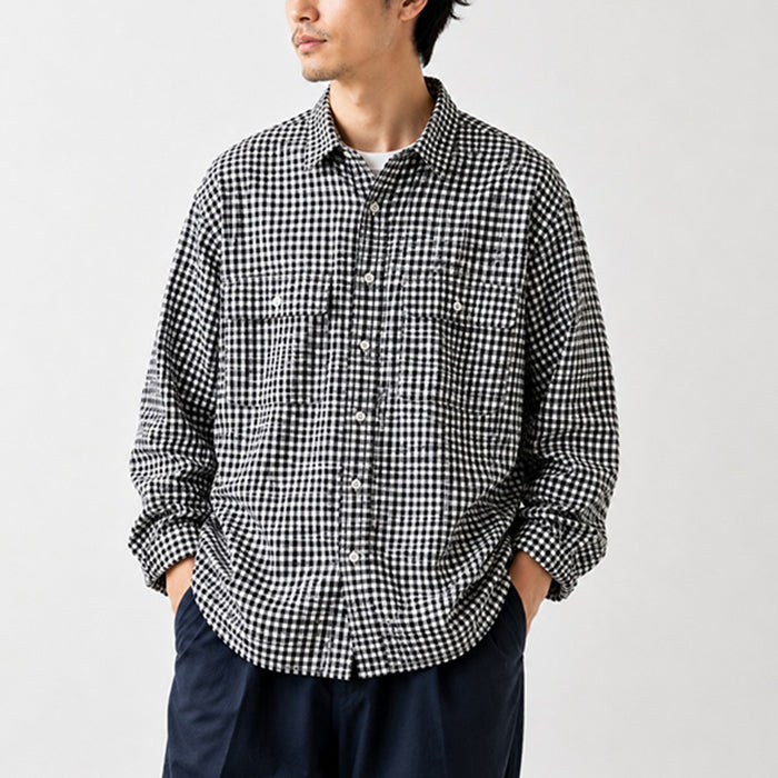 Porter Classic ROLL UP LINEN GINGHAM CHECK SHIRT ポーター