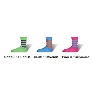 DECKA QUALITY SOCKS Heavyweight Socks Stripes Crazy Color デカ クオリティーソックス （Green × Purple）（Blue × Orange）（Pink × Turquoise）[de-29-2]