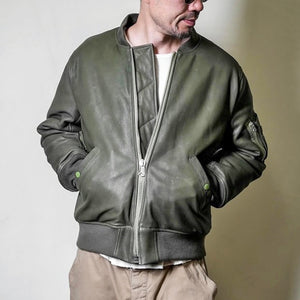 CWORKS LEA Leather MA-1 シーワークス（Black）（Olive）[CWJK028]