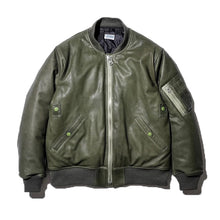 Load image into Gallery viewer, CWORKS LEA Leather MA-1 シーワークス（Black）（Olive）[CWJK028]
