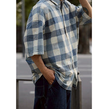 Load image into Gallery viewer, Porter Classic H/W INDIGO CHECK BEAT WRITER SHIRT ポータークラシック H/W インディゴチェックビートライターシャツ（BLUE）（LIGHT BLUE）[PC-010-3932]
