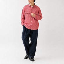 画像をギャラリービューアに読み込む, Porter Classic ROLL UP LINEN GINGHAM CHECK SHIRT ポータークラシック ロールアップ リネン ギンガム チェック シャツ（RED）（BLACK）[PC-016-3978]
