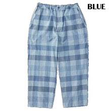 Load image into Gallery viewer, Porter Classic H/W INDIGO CHECK EASY PANTS ポータークラシック H/W インディゴチェックイージーパンツ（BLUE）（LIGHT BLUE）[PC-010-3933]
