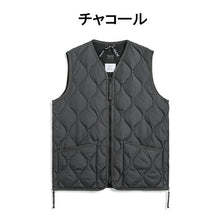 Load image into Gallery viewer, TAION MILITARY ZIP VNECK DOWN VEST &lt;MILITARY LINE&gt;
