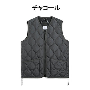 TAION MILITARY ZIP VNECK DOWN VEST &lt;MILITARY LINE&gt;