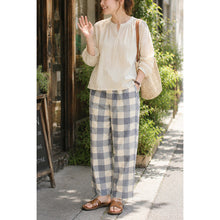 Load image into Gallery viewer, Porter Classic H/W INDIGO CHECK EASY PANTS ポータークラシック H/W インディゴチェックイージーパンツ（BLUE）（LIGHT BLUE）[PC-010-3933]
