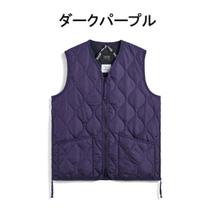 TAION MILITARY ZIP VNECK DOWN VEST &lt;MILITARY LINE&gt;