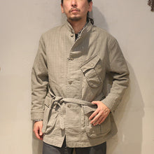 将图片加载到图库查看器，Porter Classic FADED STRIPE MOTORCYCLE JACKET ポータークラシック フェードストライプ モーターサイクルジャケット（GRAY）[PC-003-3545]
