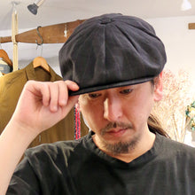 Load image into Gallery viewer, Porter Classic PIN STRIPE LINEN COTTON CASQUETTE ポータークラシック ピンストライプ リネン コットン キャスケット（BLACK）[PC-021-4005]
