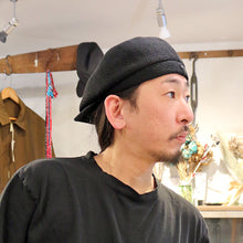 Load image into Gallery viewer, Porter Classic LINEN NKIT CASQUETT ポータークラシック リネン ニット キャスケット（BLACK）[PC-031-4007]
