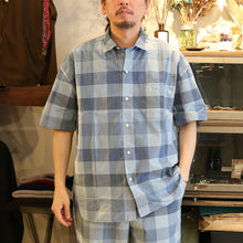 画像をギャラリービューアに読み込む, Porter Classic H/W INDIGO CHECK BEAT WRITER SHIRT ポータークラシック H/W インディゴチェックビートライターシャツ（BLUE）（LIGHT BLUE）[PC-010-3932]
