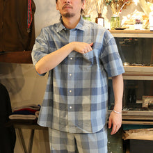 画像をギャラリービューアに読み込む, Porter Classic H/W INDIGO CHECK BEAT WRITER SHIRT ポータークラシック H/W インディゴチェックビートライターシャツ（BLUE）（LIGHT BLUE）[PC-010-3932]
