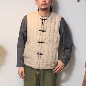 TAION MILITARY ZIP VNECK DOWN VEST &lt;MILITARY LINE&gt;