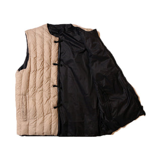 TAION MILITARY ZIP VNECK DOWN VEST &lt;MILITARY LINE&gt;