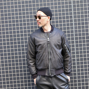 CWORKS LEA Leather MA-1 シーワークス（Black）[CWJK028]