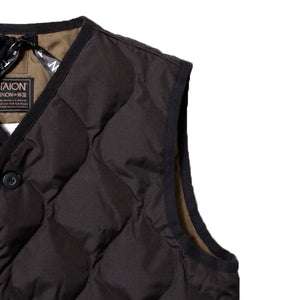 TAION MILITARY V NECK BUTTON DOWN VEST ＜MILITARY LINE＞ - タイオン ミリタリー Vネックダウンベスト ＜ミリタリーライン＞（BLACK）[TAION-001BML-1]