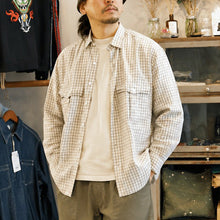 画像をギャラリービューアに読み込む, Porter Classic ROLL UP HEATHER GINGHAM CHECK SHIRT ポータークラシック ヘザー ギンガムチェック シャツ（GRAY）[PC-016-3968]
