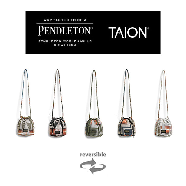 TAION × PENDLETON Taion × Pendleton Reversible String Bag (BEIGE) (BLACK) (D/OLIVE) (NAVY) (OFF WHITE) [PDT-TON-223010]
