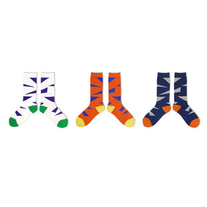 DECKA QUALITY SOCKS BY BRÚ NA BÓINNE - Pile Socks / Triangles  デカ クオリティーソックス パイルソックス（white）（orange）（blue）[BNB×de-27]