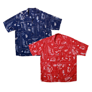 Porter Classic - ALOHA SHIRT FRENCH FILM Porter Classic Aloha Shirt French Film (RED) (NAVY) [PC-024-2153]