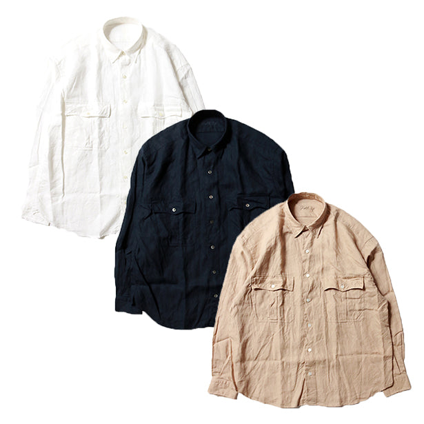 Porter Classic ROLL UP LINEN SHIRT -FRENCH LINEN- ポータークラシック ロールアップ リネン シャツ  （WHITE）（ANTIQUE GOLD）（DARK NAVY）[PC-016-1853]