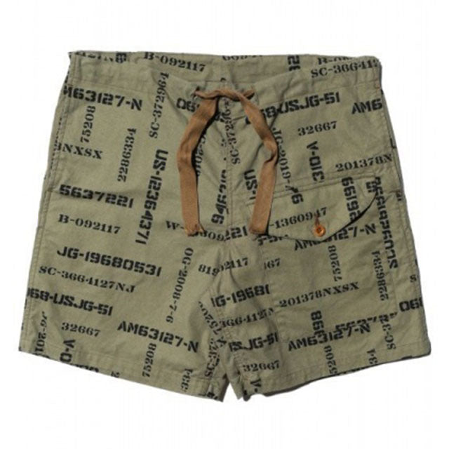 JOHN GLUCKOW Windproof Shorts in Stencil Fabric Olive [JG52325