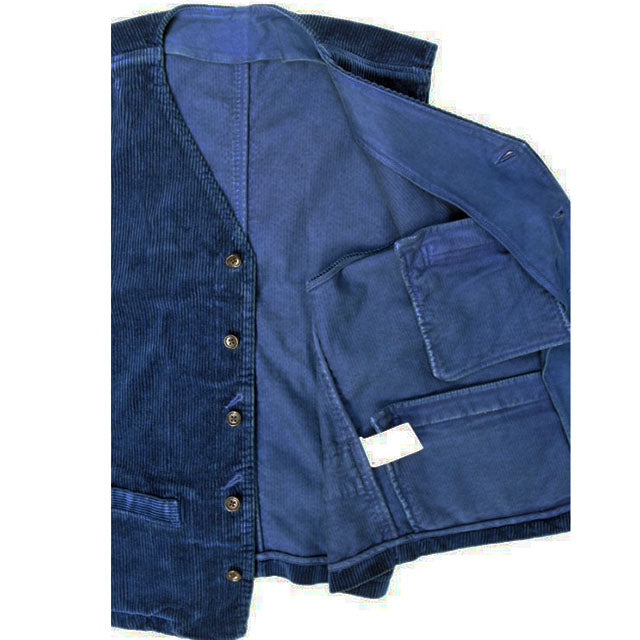 Porter Classic Corduroy Classic vest - BLUE - ポータークラシック 