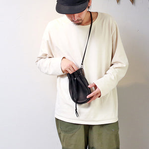 Sunku DEER LEATHER POUCH ディア レザー ポーチ（鹿革）2way ポーチ 巾着 [SK-320-BLK]