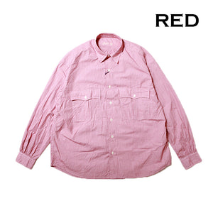 Porter Classic - ROLL UP NEW GINGHAM CHECK SHIRT Porter Classic Roll Up New Gingham Chuck Shirt (NAVY) (RED) (OLIVE) [PC-016-2213]