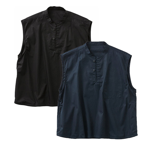 Porter Classic GABARDINE STAND COLLAR VEST Porter Classic Gabardine Stand Collar Vest (DARK NAVY) (BLACK) [PC-027-1817]