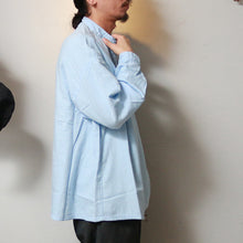 Load image into Gallery viewer, Porter Classic SUVIN GOLD GAUZE STAND COLLAR LONG SMOCK SHIRT Porter Classic Suvin Gold Gauze Stand Collar Long Smock Shirt (BLUE) [PC-056-2124]
