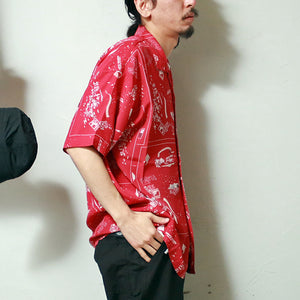 Porter Classic - ALOHA 衬衫法国电影波特经典 Aloha 衬衫法国电影（红色）（海军）[PC-024-2153]