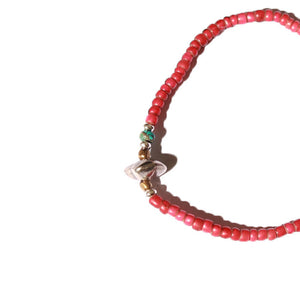 Sunku Old White Heart Beads Bracelet (Red) [SK-203]