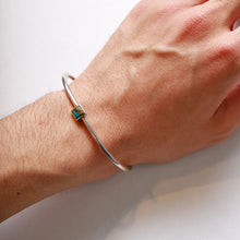Load image into Gallery viewer, Sunku Roller Press Bangle (M) W/Turquoise Sunku Silver Bangle (Turquoise) [SK-190]
