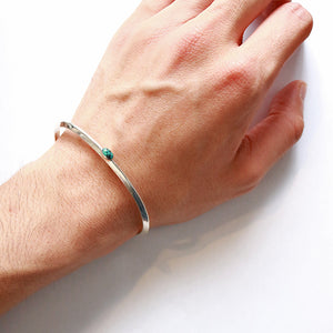 Sunku Triangle Bangle (S) W/Turquoise Sunku Silver Bangle (Turquoise) [SK-193]