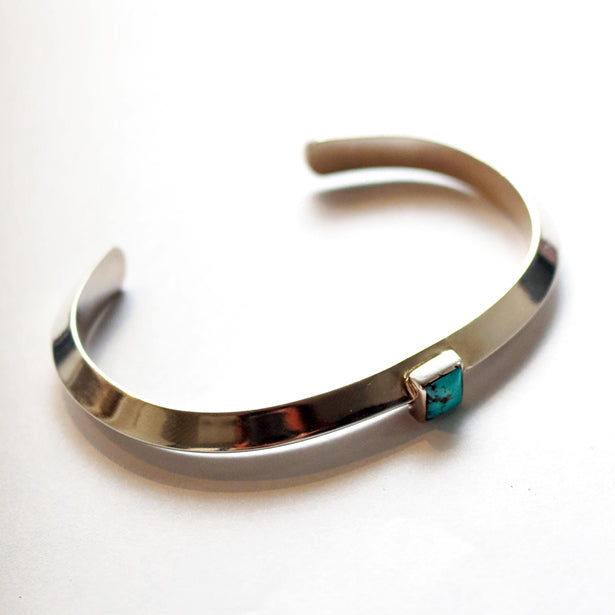 Sunku Triangle Bangle (M) W/Turquoise サンク シルバーバングル