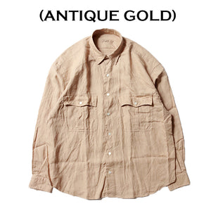Porter Classic ROLL UP LINEN SHIRT -FRENCH LINEN- Porter Classic Roll Up Linen Shirt (WHITE) (ANTIQUE GOLD) (DARK NAVY) [PC-016-1853]